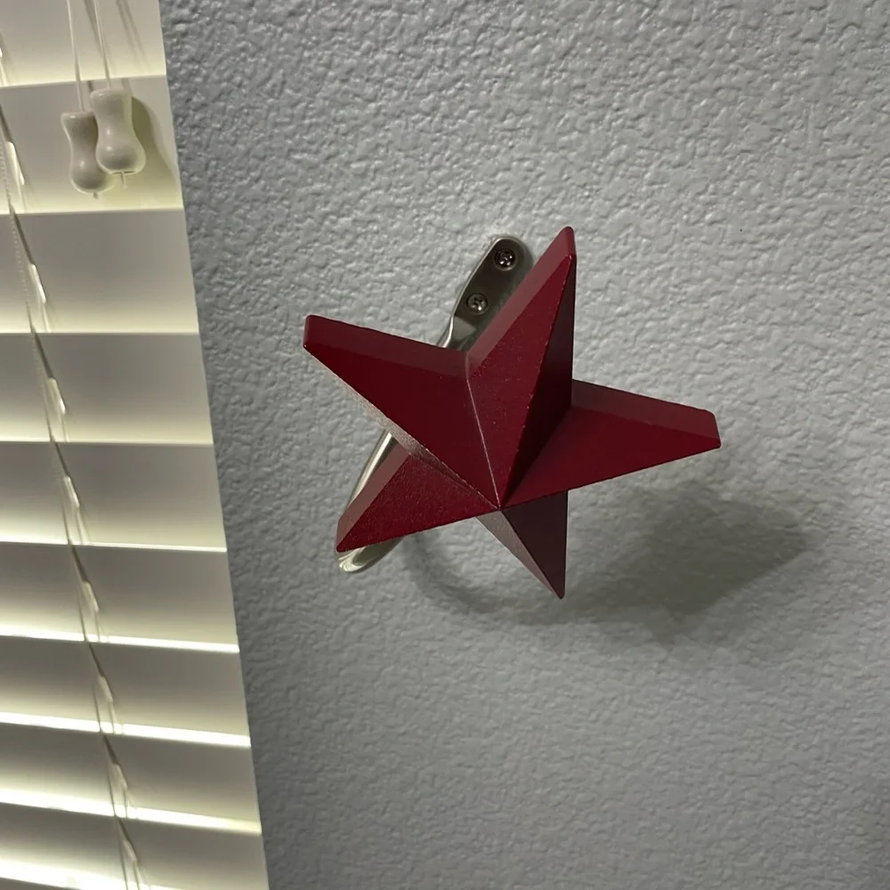 Pottery Barn Kids Red Star Curtain Holdback & Classic Brush Nickel Curtain Rod